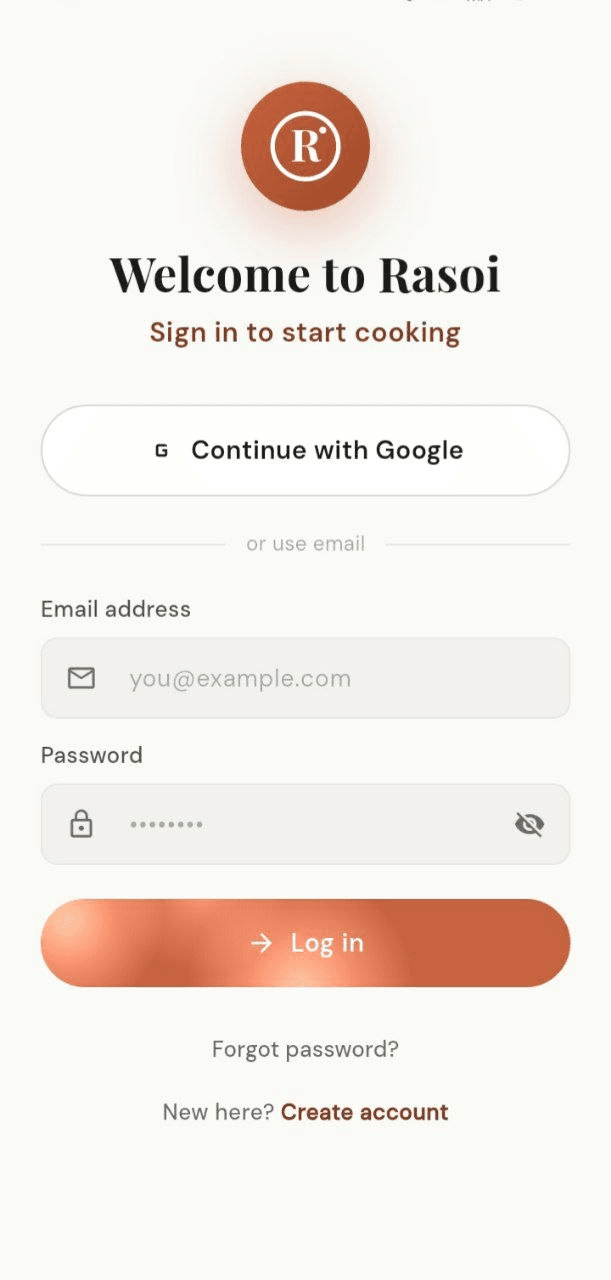 Rasoi AI — Simple sign-in